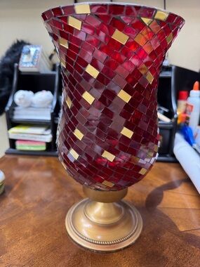 Vintage Home Interiors Mosaic Hurricane Style Candle Holder